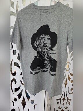 ​A Nightmare on Elm Street Freddy Krueger Follow Your Dreams T Shirt Gray Sm Nwt